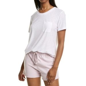 James Perse Women's Cotton Modal Blend Lightweight Crew Neck Pocket Tee T-Shirt